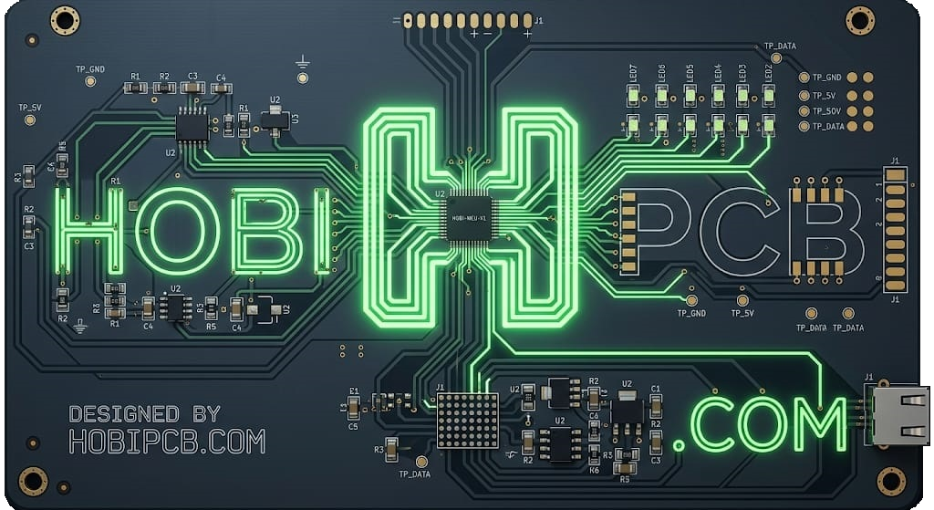 HobiPCB baskı devre kartı üzerine işlenmiş site logosu